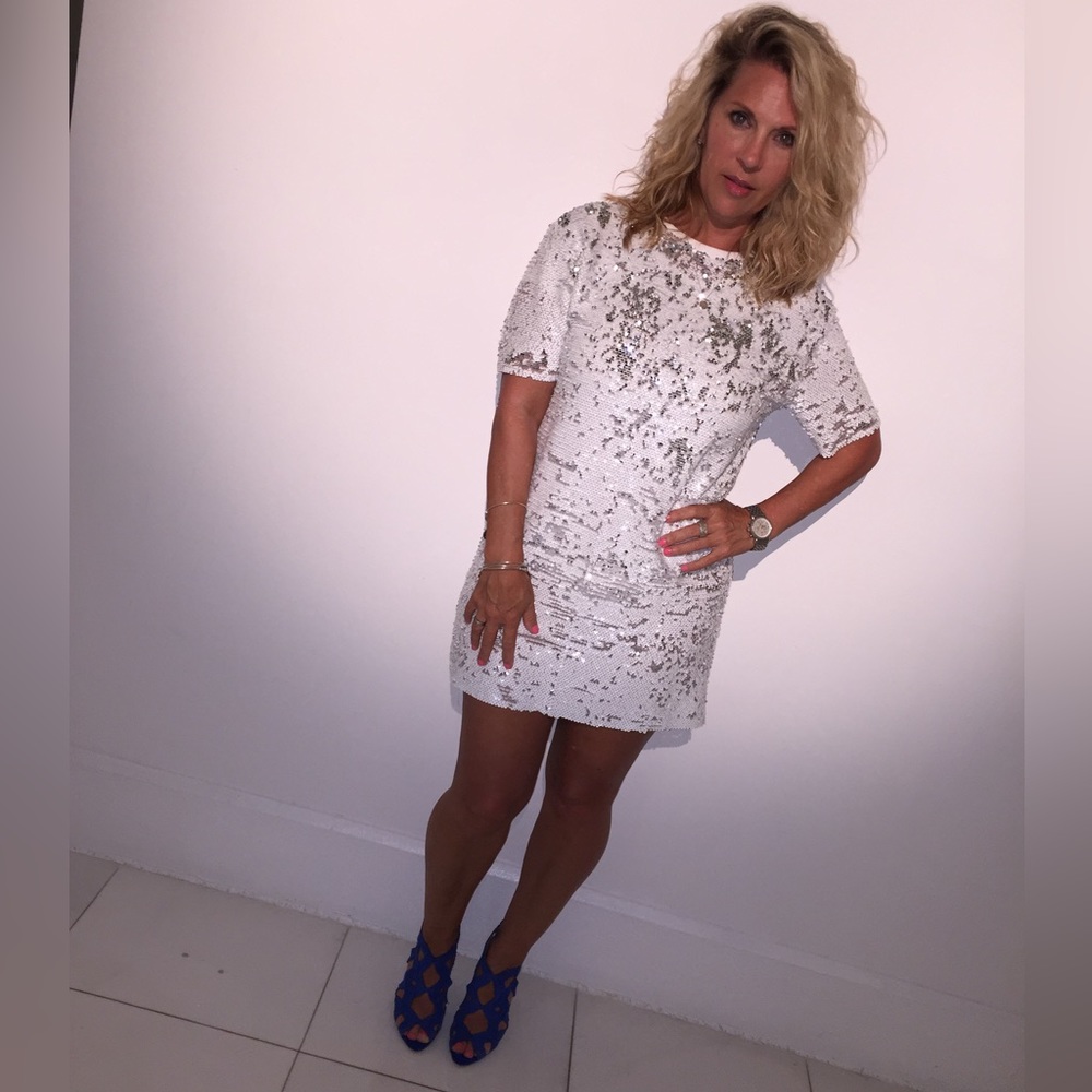 Zara Trafaluc white and silver sequin’s dress